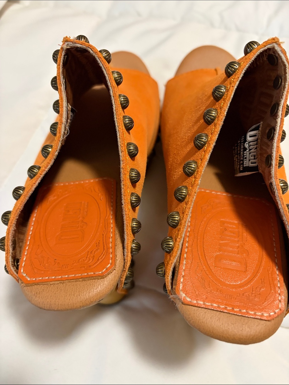 dingo Orange Suede Studded Platform Mule - Picture 4 of 5